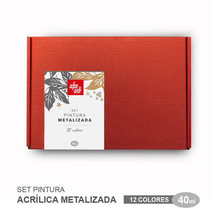 Set de Pinturas Metalizadas 40 ml (12 colores)